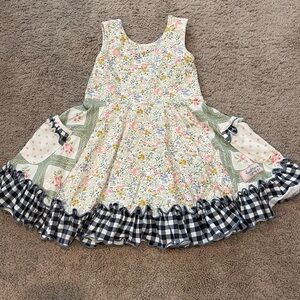 SweetHoney Pink and navy blue Twirl Sundress